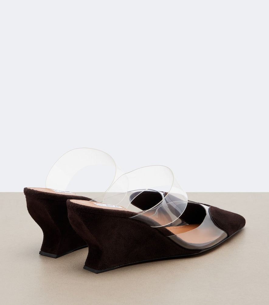 Alaia Le Coeur suede wedge mules (Brown) - Mid Heel Pumps