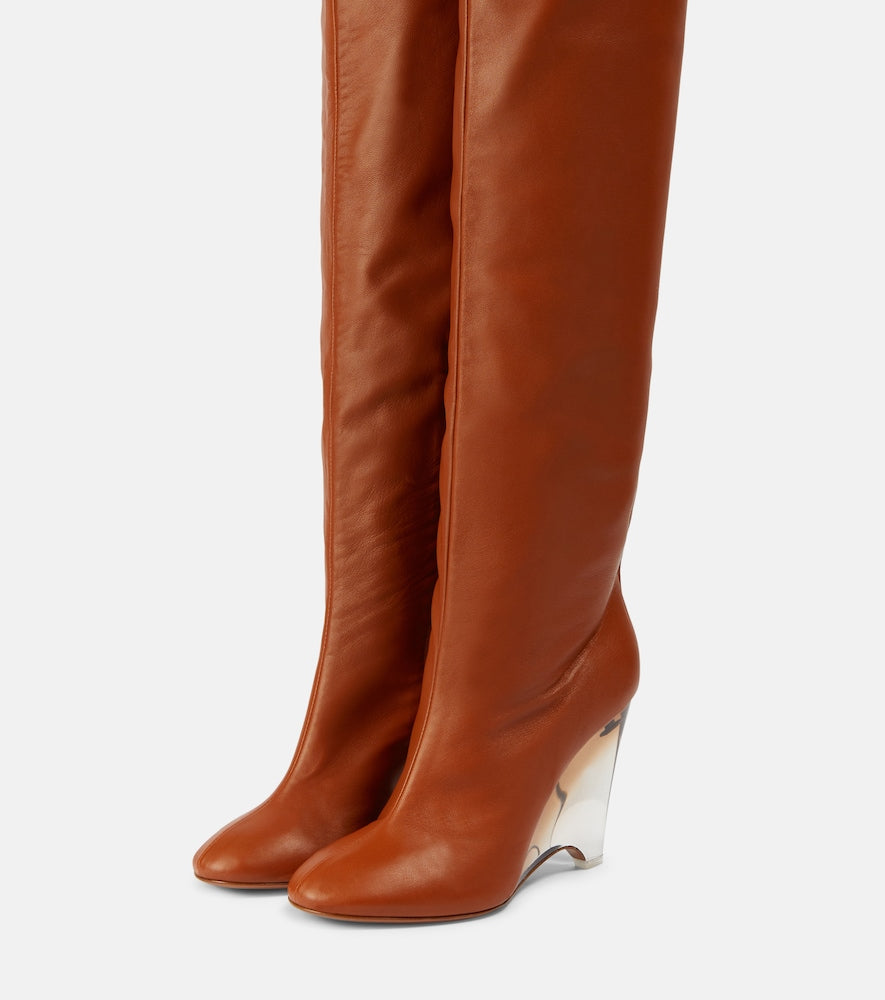 Brown Alaia Leather knee-high boots - Over-The-Knee Boots