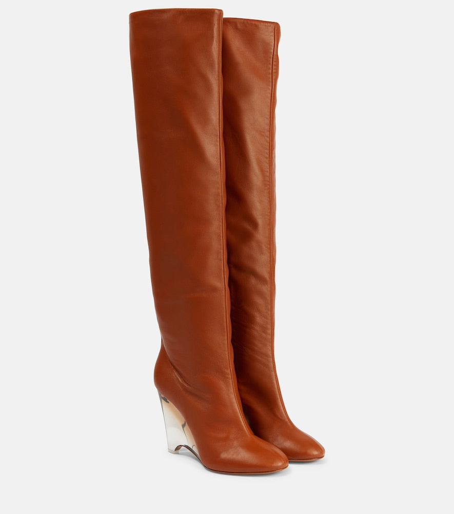Brown Alaia Leather knee-high boots - Over-The-Knee Boots