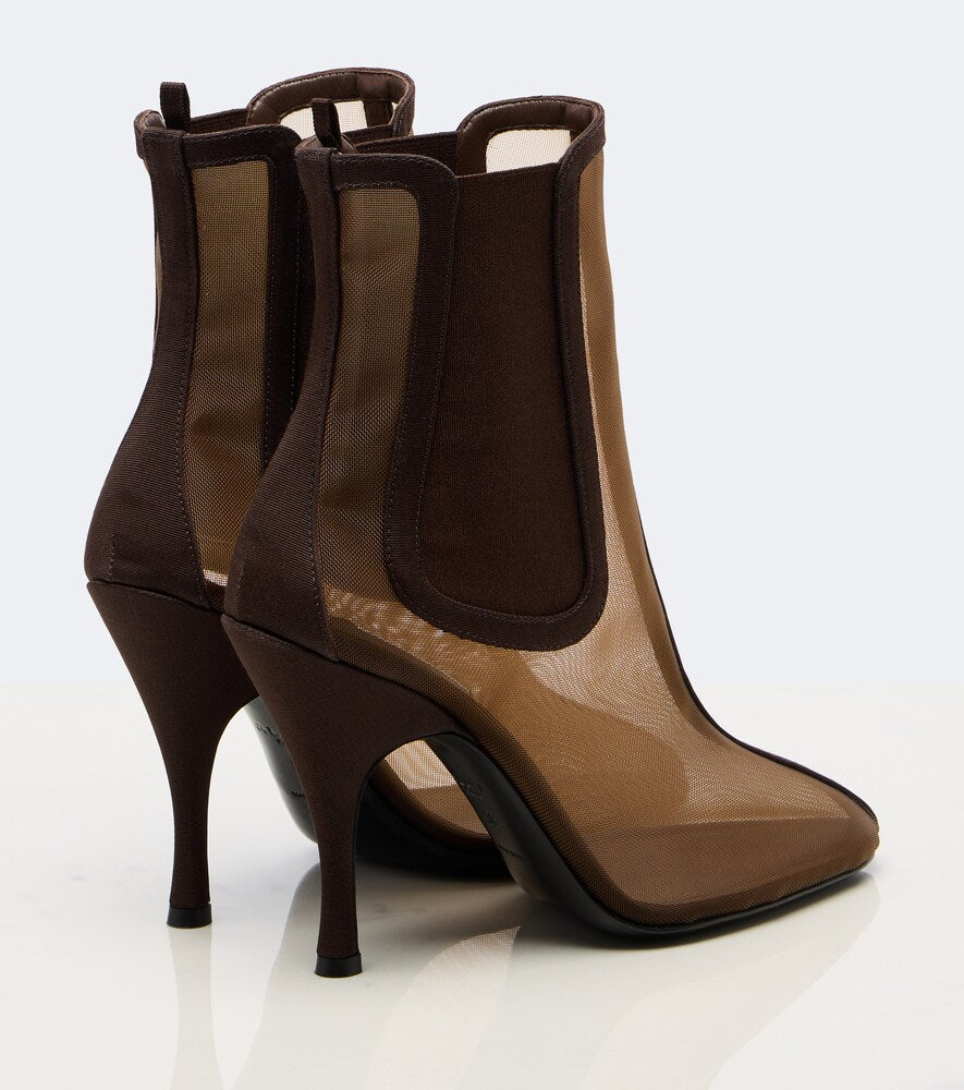 Alaia Mesh ankle boots - Brown High Heels