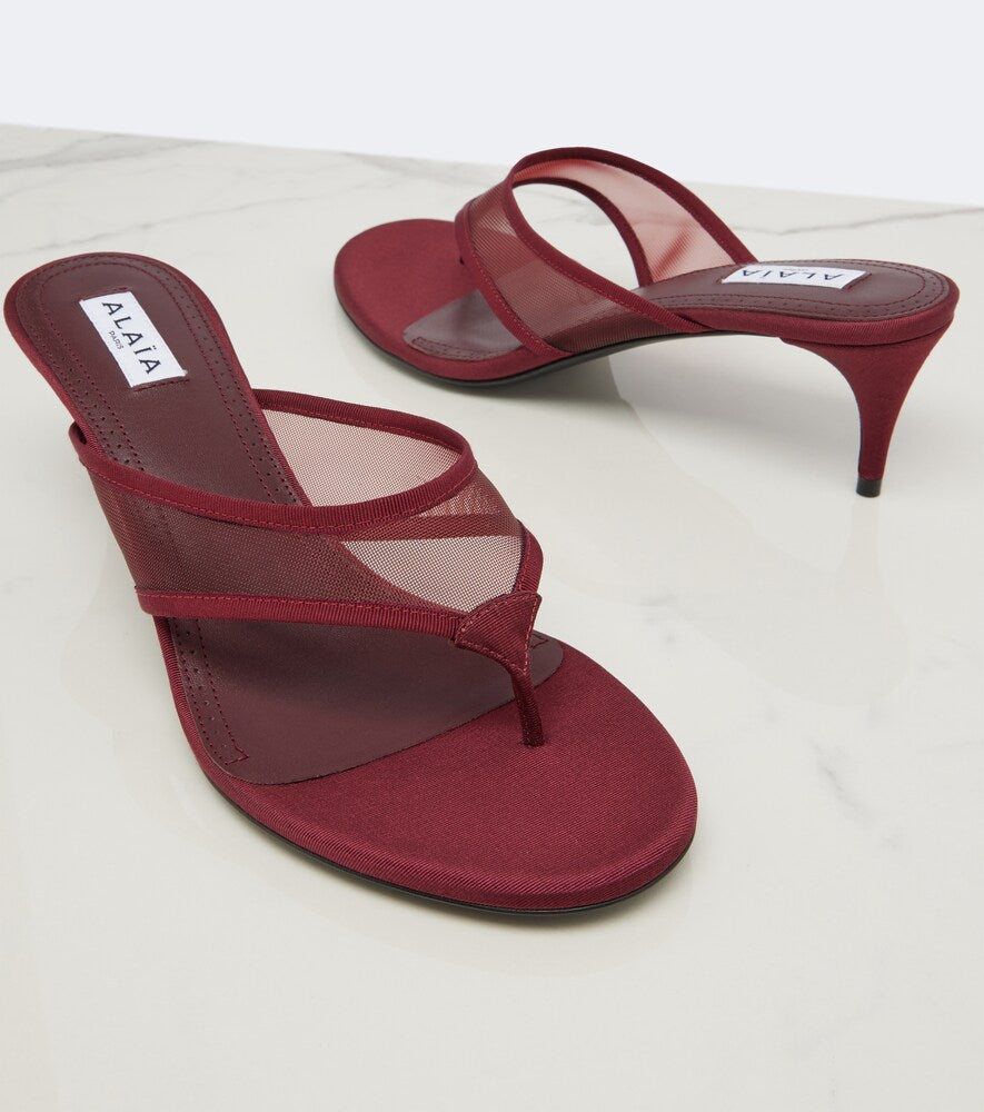 Alaia Mesh thong sandals - Burgundy High-Heel Sandals