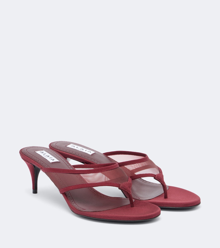 Alaia Mesh thong sandals - Burgundy High-Heel Sandals