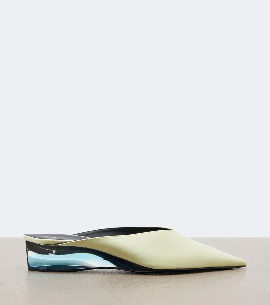 Alaia Satin mules (Green) - Mid Heel Pumps