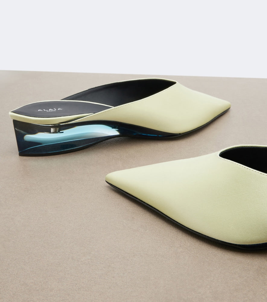 Alaia Satin mules (Green) - Mid Heel Pumps