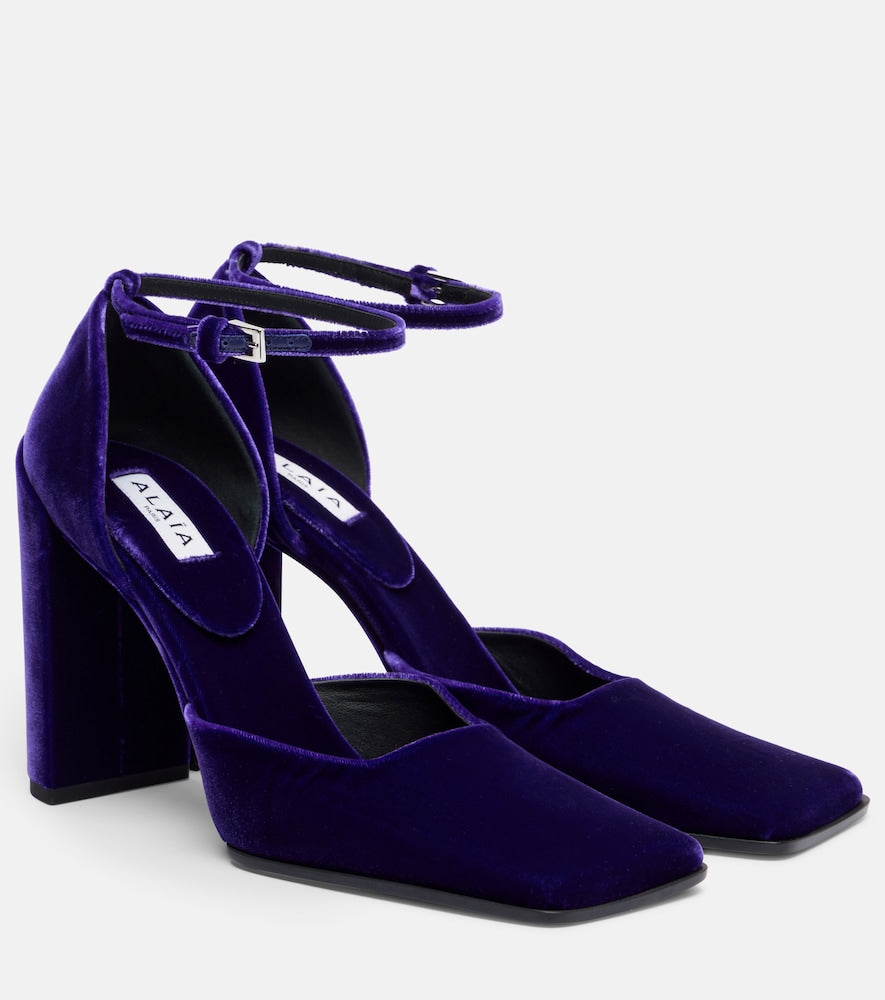 Alaia Square 90 velvet pumps - Purple High-Heel Pumps