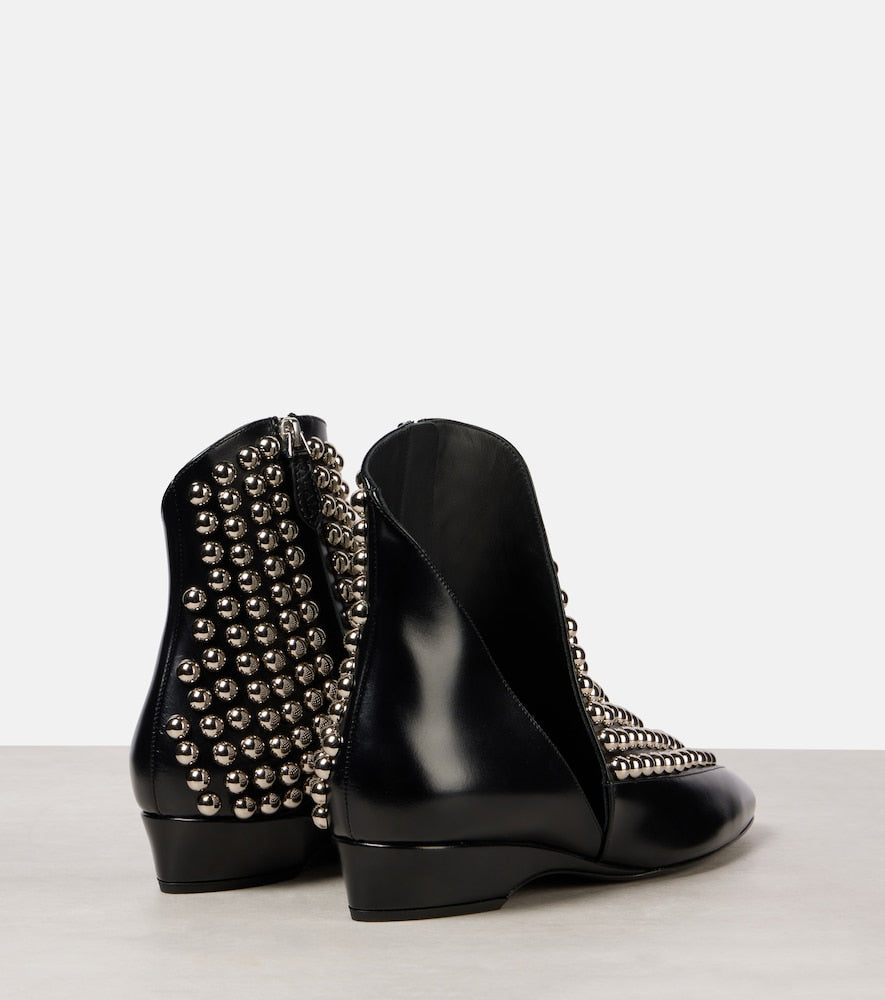 Black Alaia Studded leather ankle boots - Mid Heel Boots