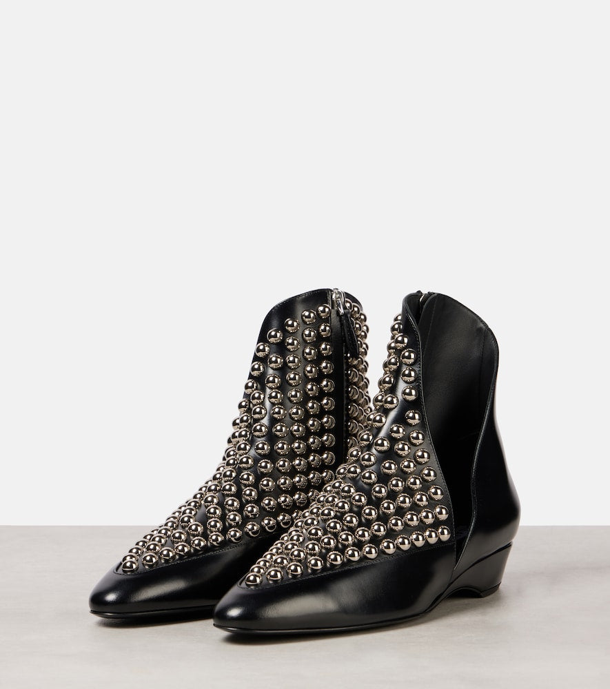 Black Alaia Studded leather ankle boots - Mid Heel Boots