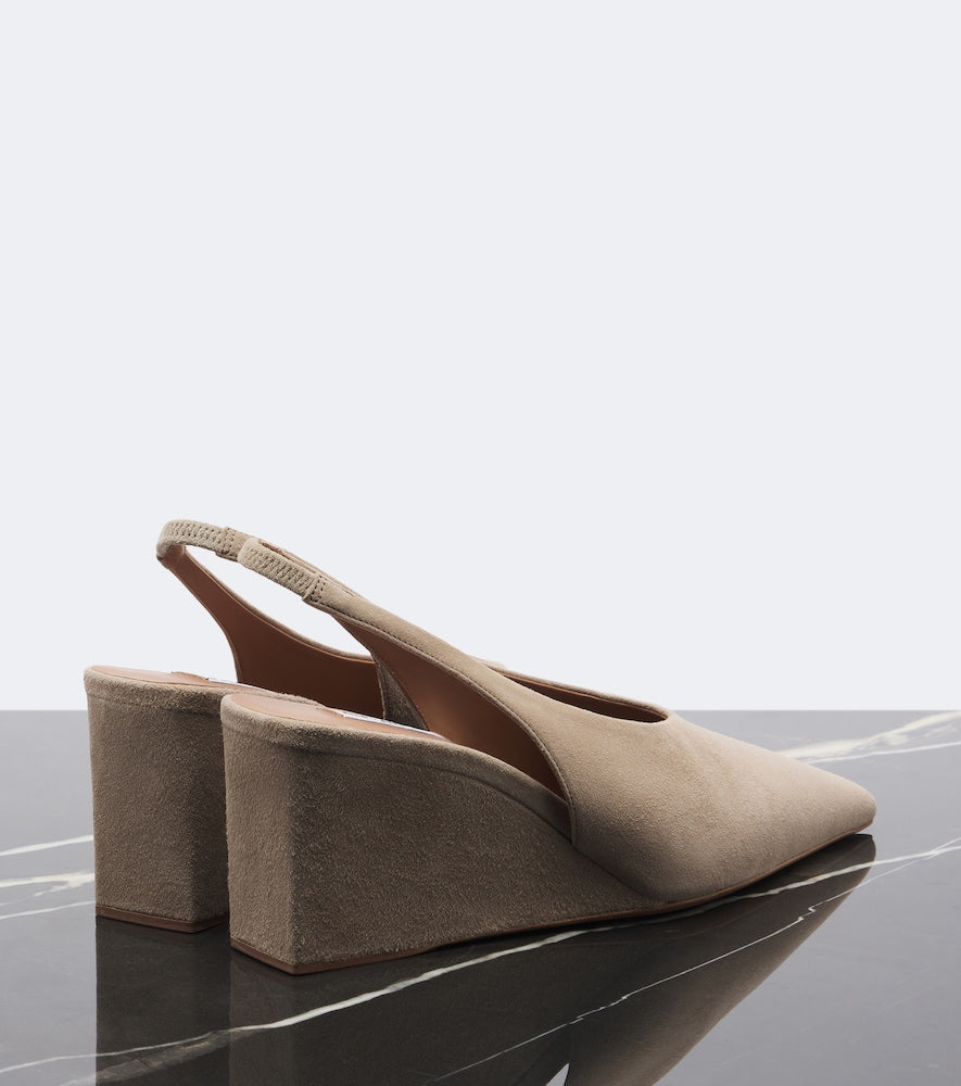 Alaia Suede wedge slingback pumps (Beige) - Mid Heel Pumps