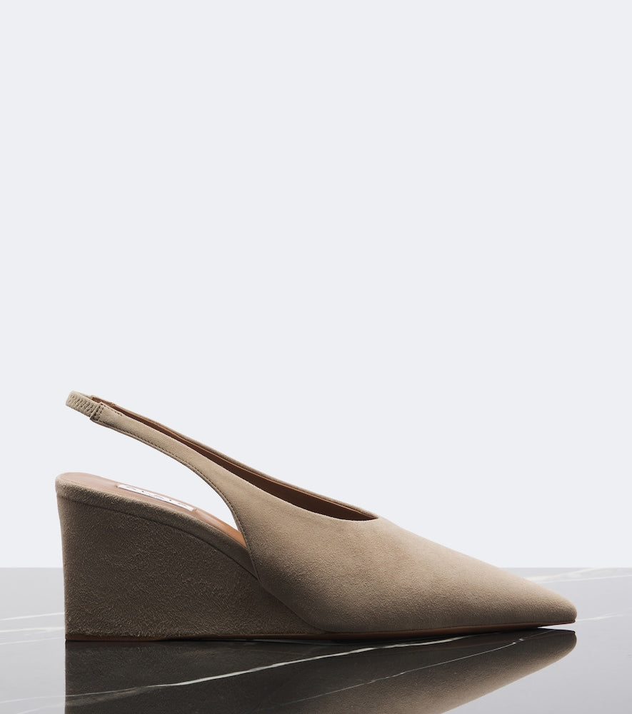 Alaia Suede wedge slingback pumps (Beige) - Mid Heel Pumps