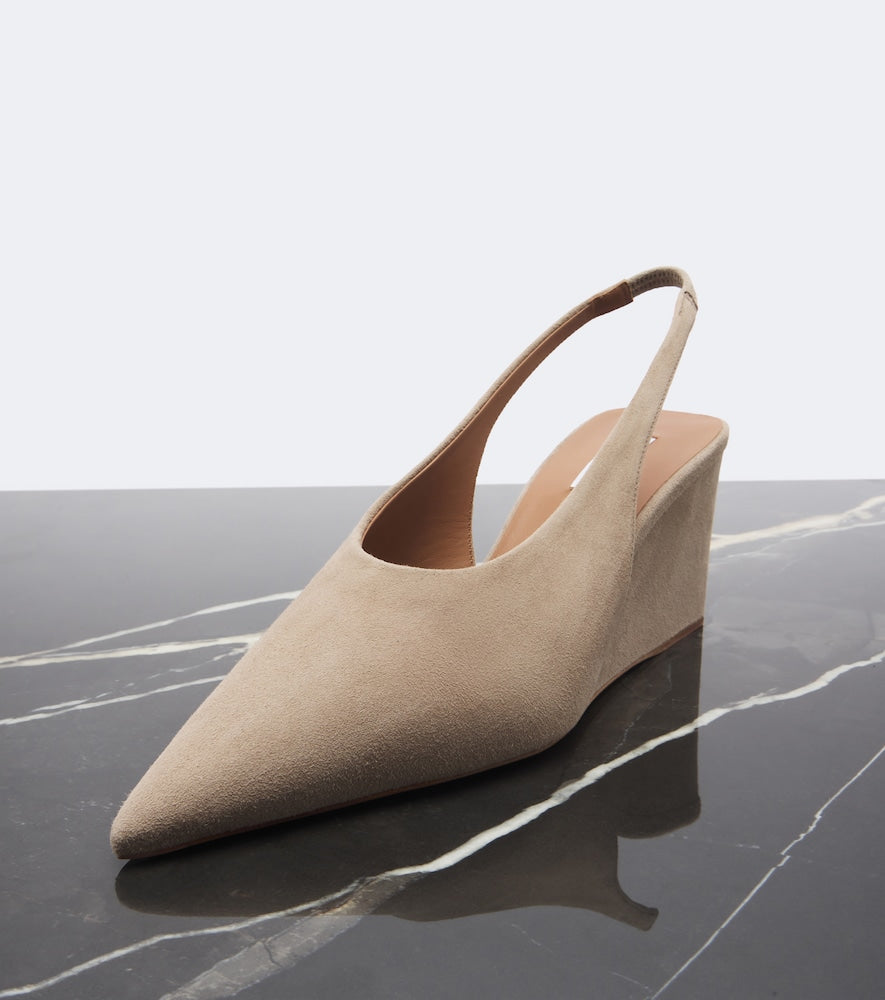 Alaia Suede wedge slingback pumps (Beige) - Mid Heel Pumps