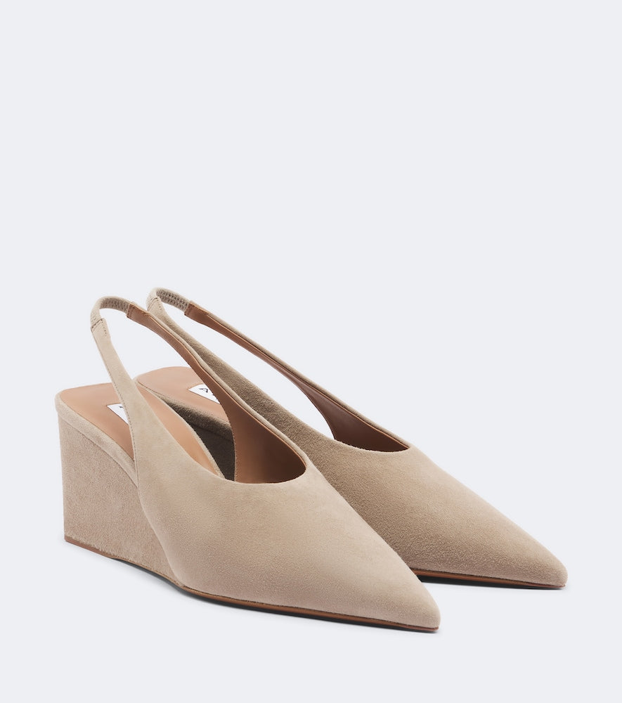 Alaia Suede wedge slingback pumps (Beige) - Mid Heel Pumps