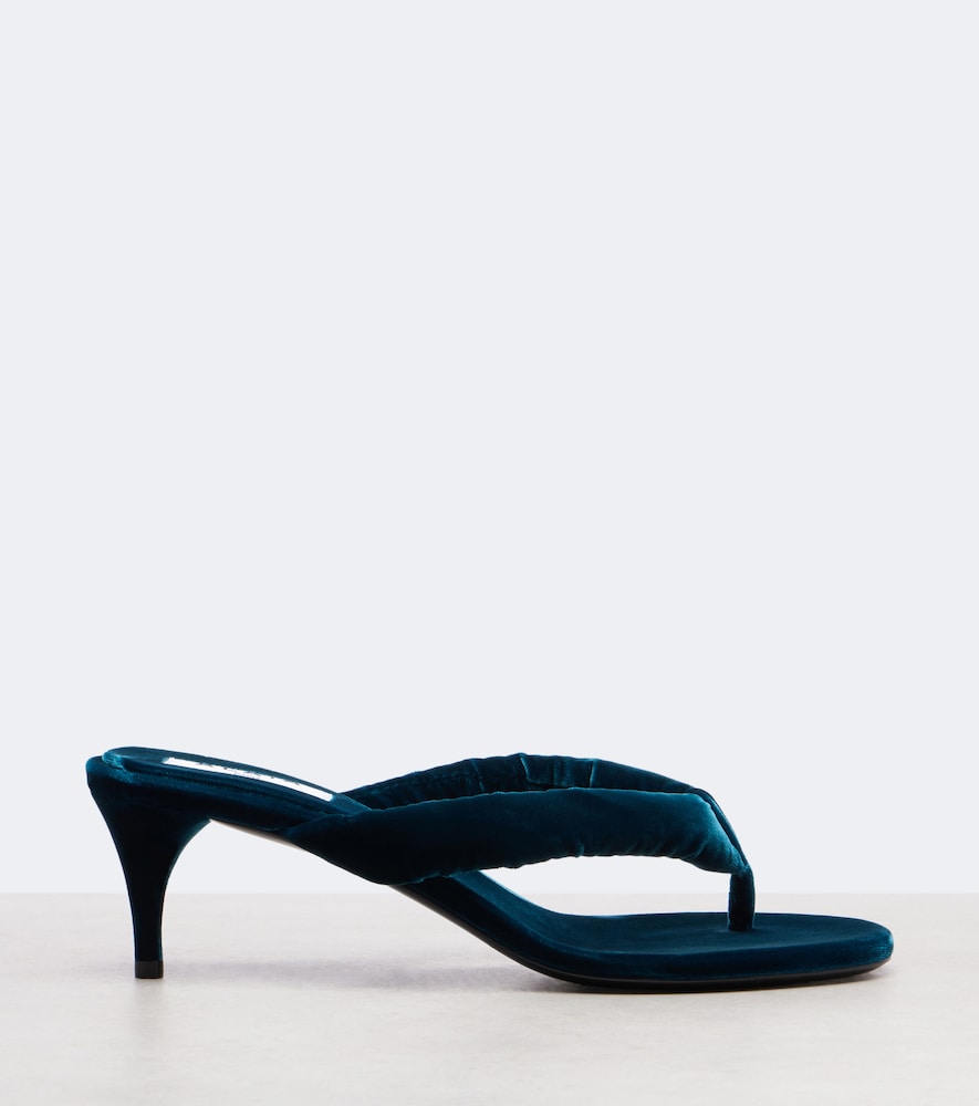 Blue Alaia Velvet thong sandals - Heeled Sandals