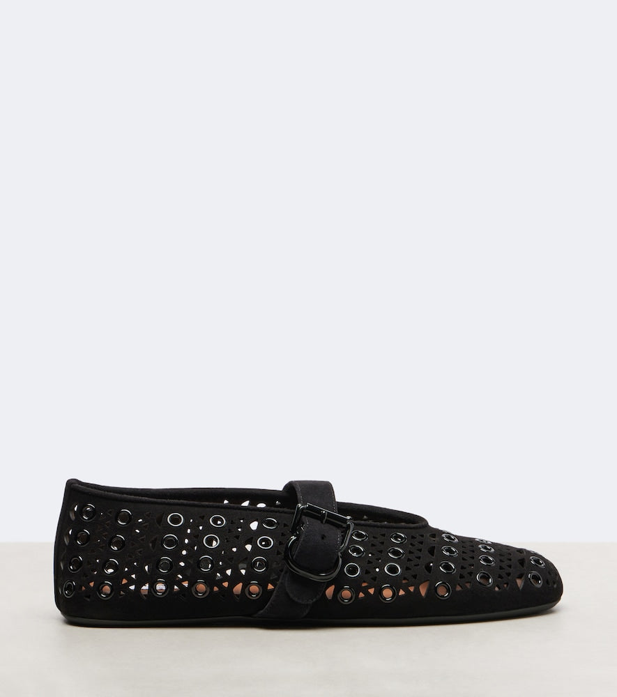 Alaia Vienne embellished suede ballet flats in Black - Ballerina Flats