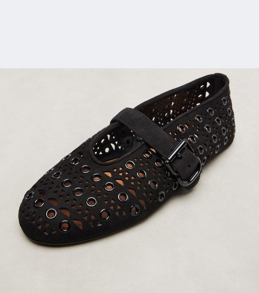 Alaia Vienne embellished suede ballet flats in Black - Ballerina Flats
