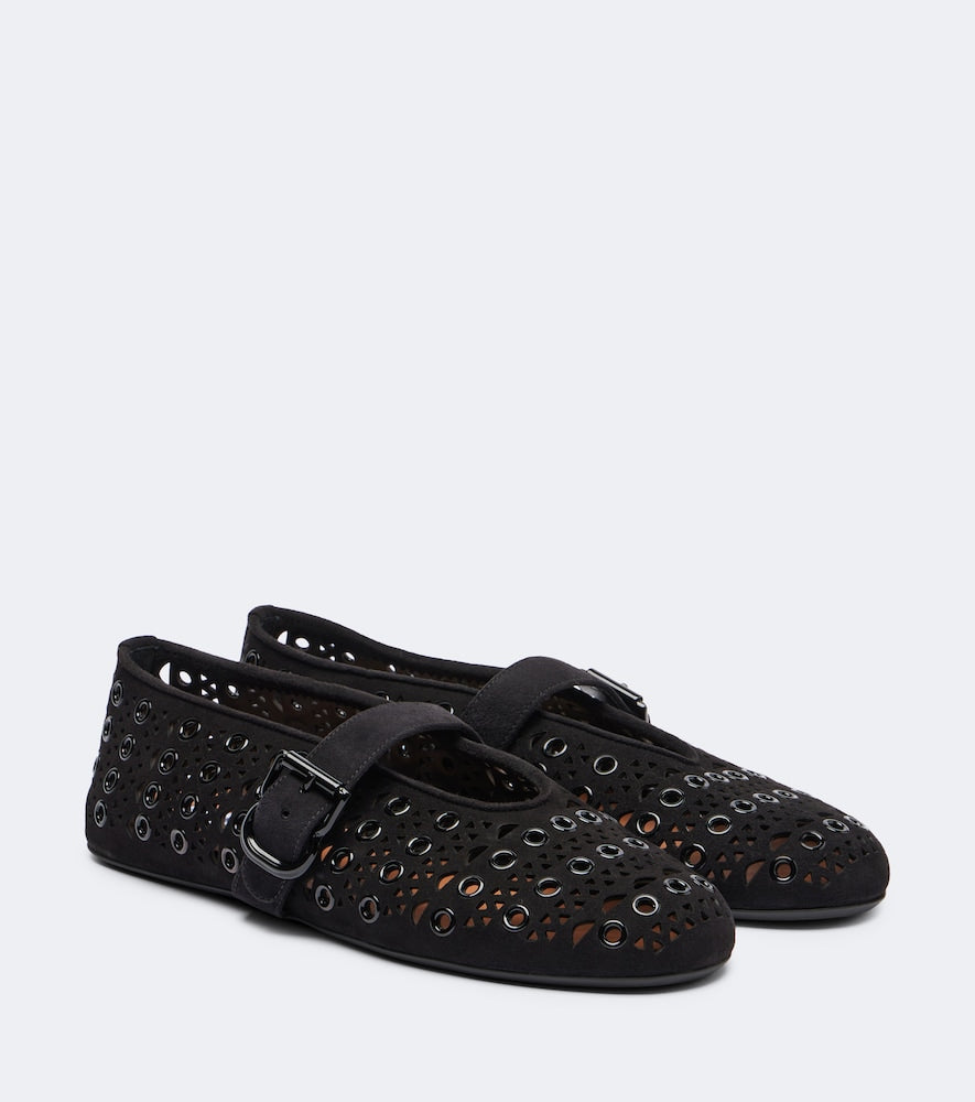 Alaia Vienne embellished suede ballet flats in Black - Ballerina Flats