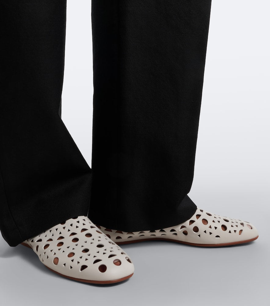 White Alaia Vienne leather ballet flats - Ballerina Flats