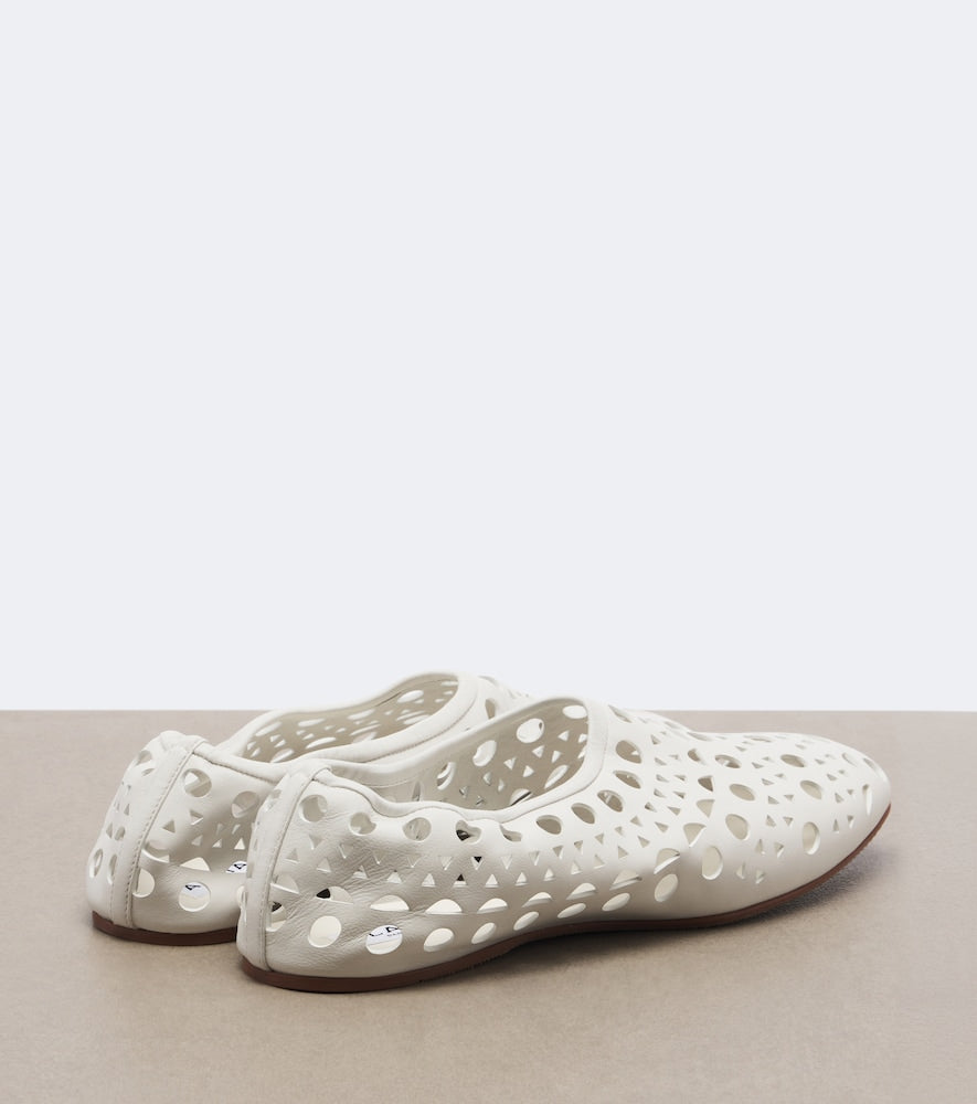 White Alaia Vienne leather ballet flats - Ballerina Flats