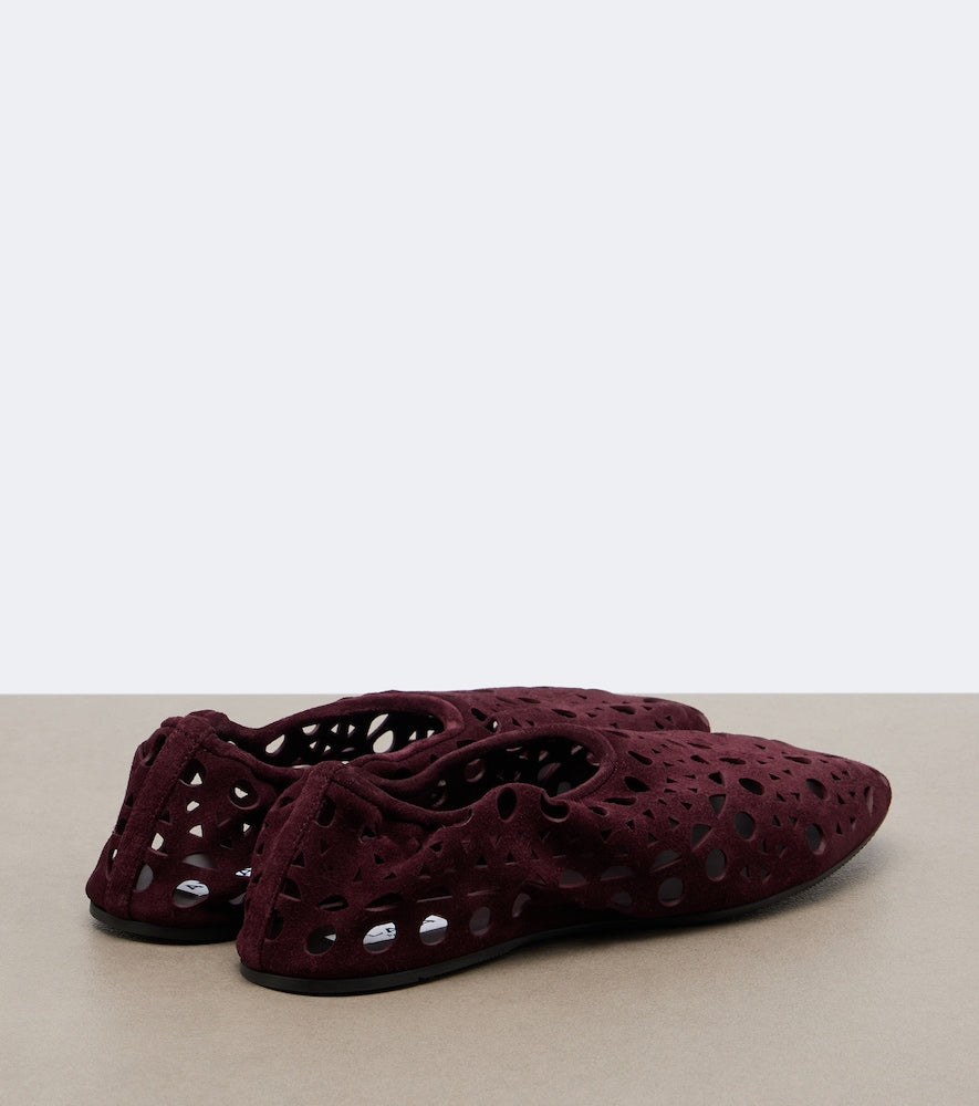 Burgundy Alaia Vienne suede ballet flats - Ballerina Flats