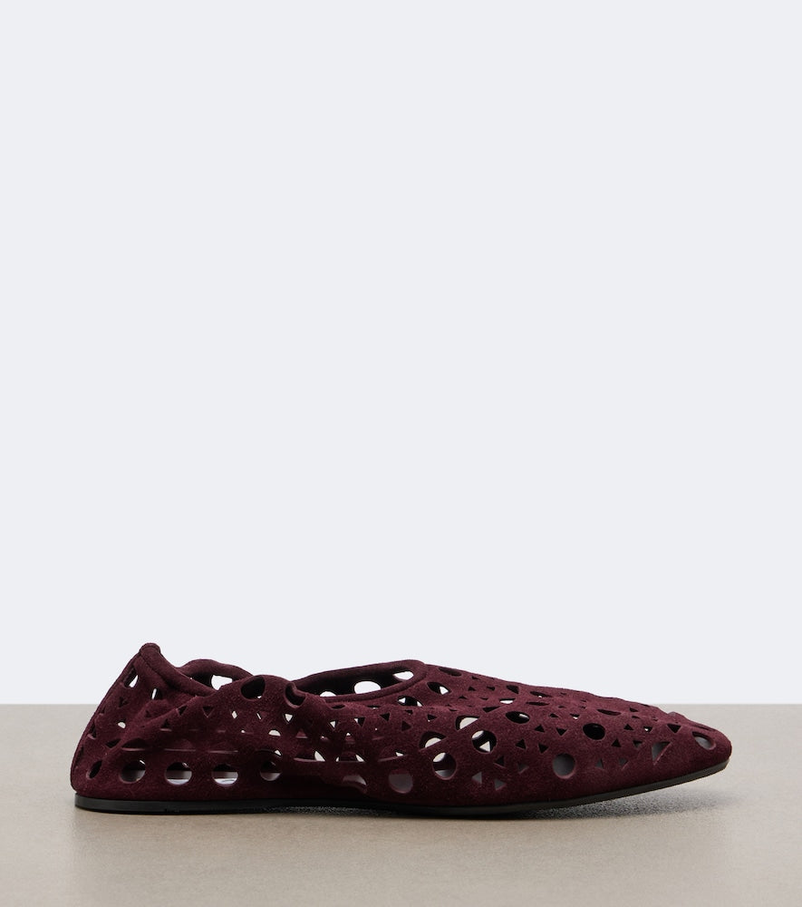 Burgundy Alaia Vienne suede ballet flats - Ballerina Flats