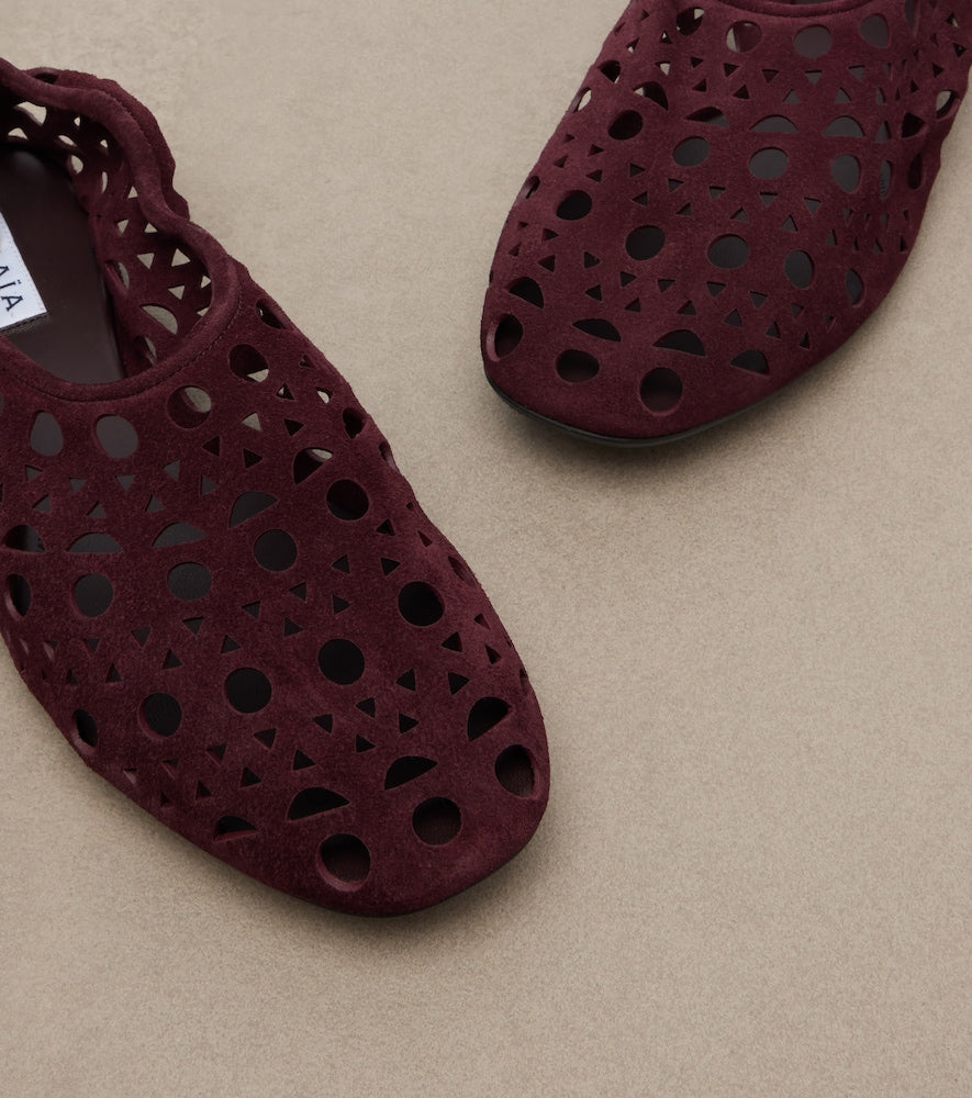 Burgundy Alaia Vienne suede ballet flats - Ballerina Flats