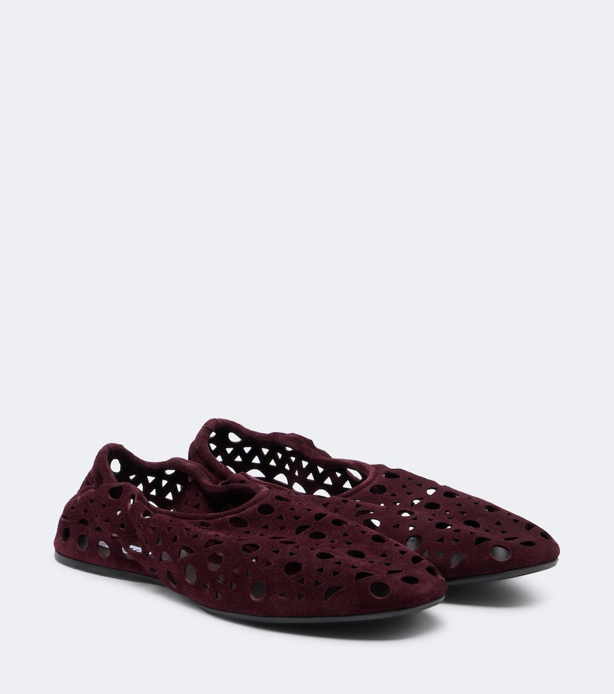 Burgundy Alaia Vienne suede ballet flats - Ballerina Flats