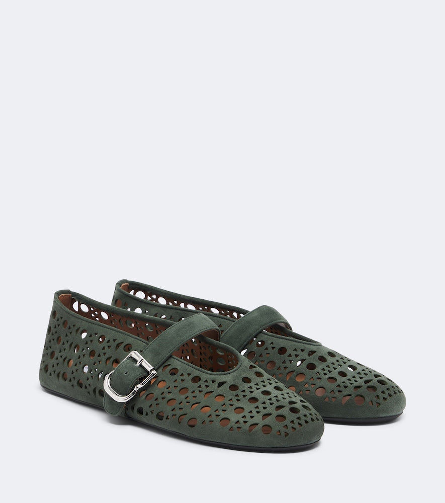 Alaia Vienne suede ballet flats in Green - Ballerina Flats