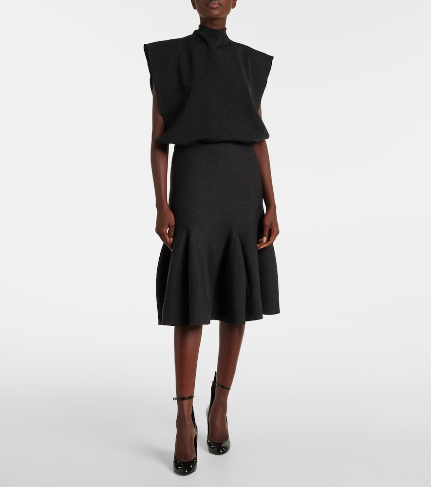 Alaia Wool-blend midi skirt