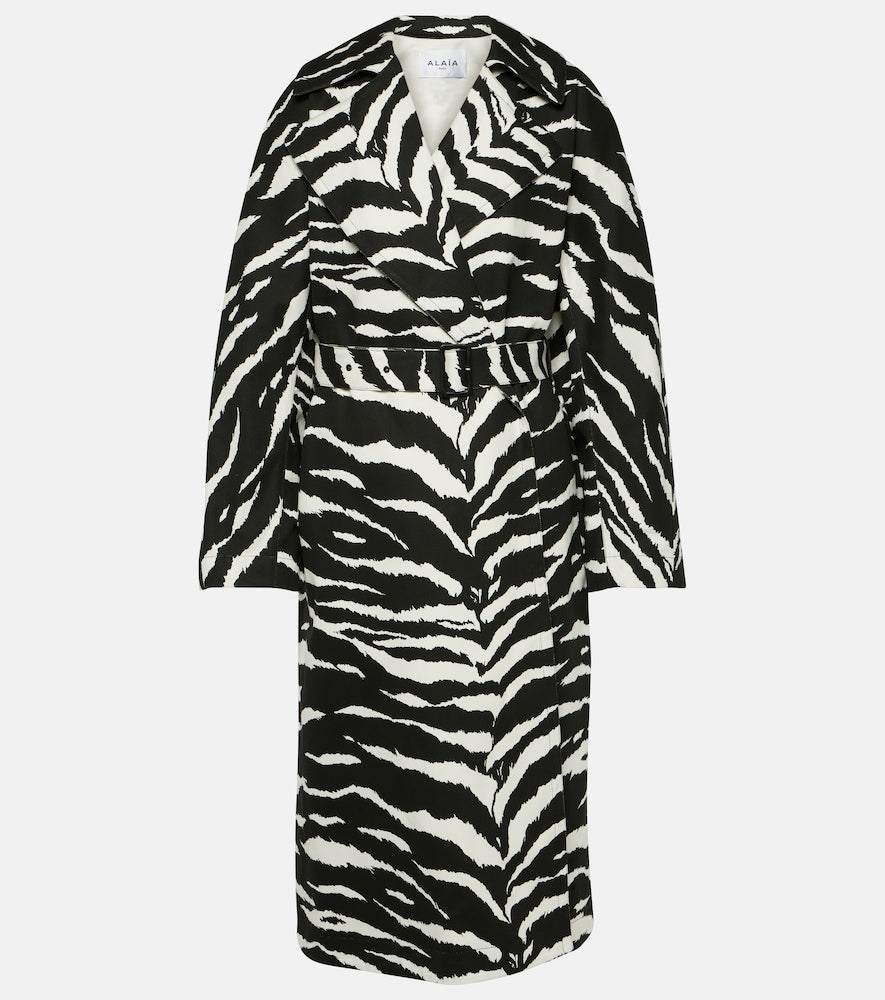 Alaia Zebra-print denim trench coat - Alaia斑马纹牛仔风衣
