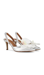 Alameda Turquesa Mirabel Pump in Metallic Silver, grey | Silver Pump Heels for Women