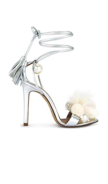 Alameda Turquesa Nassau Heel in Metallic Silver | Silver Strappy Heels for Women