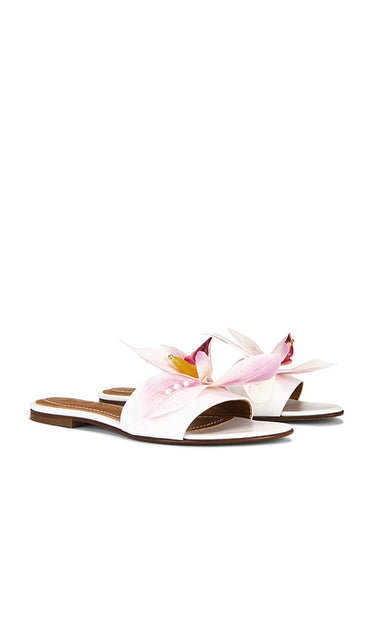 Alameda Turquesa Ophelia Sandal in White | White Flat Sandals for Women