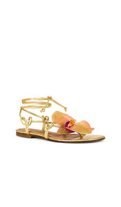 Alameda Turquesa Victoria Sandal in Metallic Gold, yellow