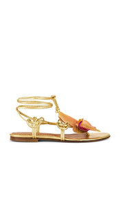 Alameda Turquesa Victoria Sandal in Metallic Gold, yellow | Gold Strappy Flats for Women