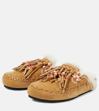 Alanui Journey faux fur-trimmed suede mules
