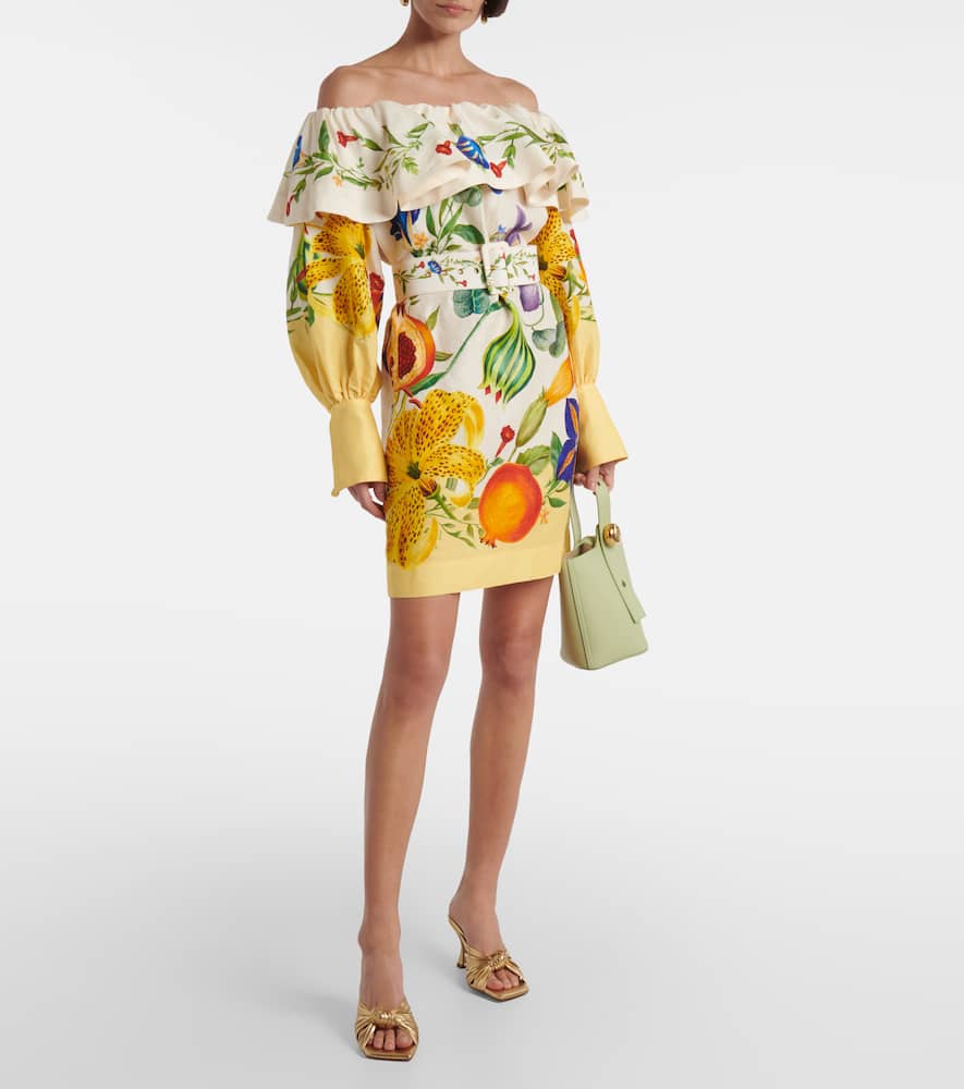 Alemais Flores floral linen-blend minidress