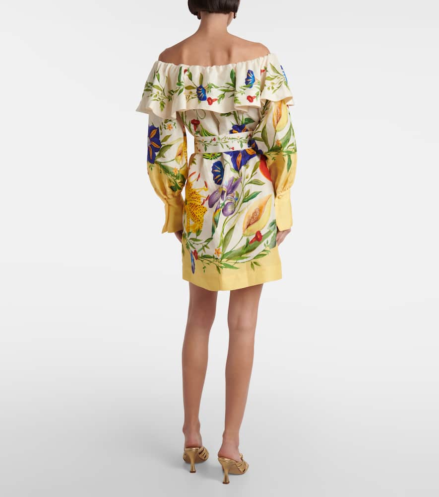 Alemais Flores floral linen-blend minidress