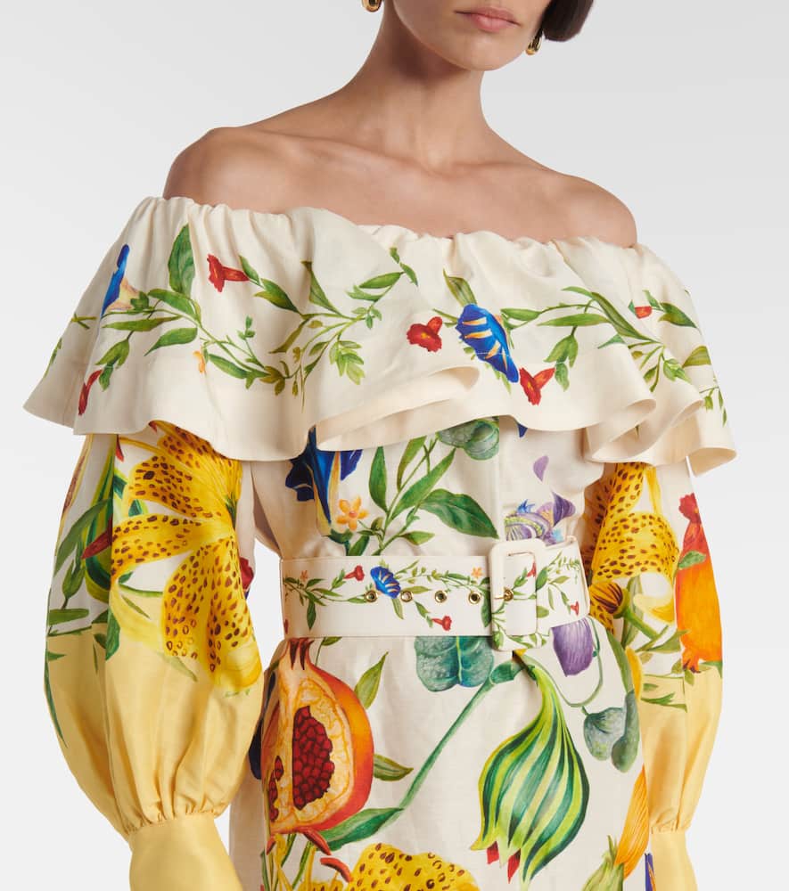 Alemais Flores floral linen-blend minidress