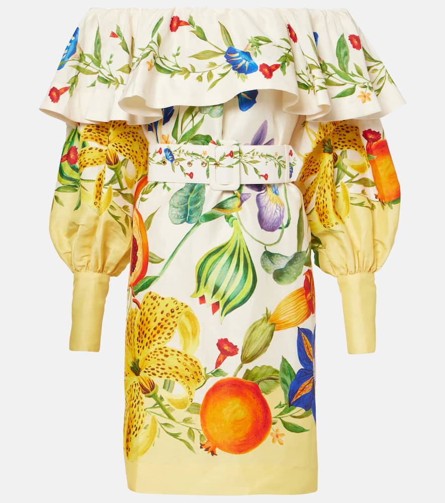 Alemais Flores floral linen-blend minidress