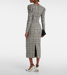 Alessandra Rich Belted Lurex√Ç¬Æ tweed midi dress