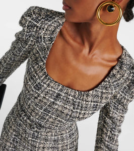 Alessandra Rich Belted Lurex√Ç¬Æ tweed midi dress