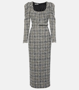 Alessandra Rich Belted Lurex√Ç¬Æ tweed midi dress