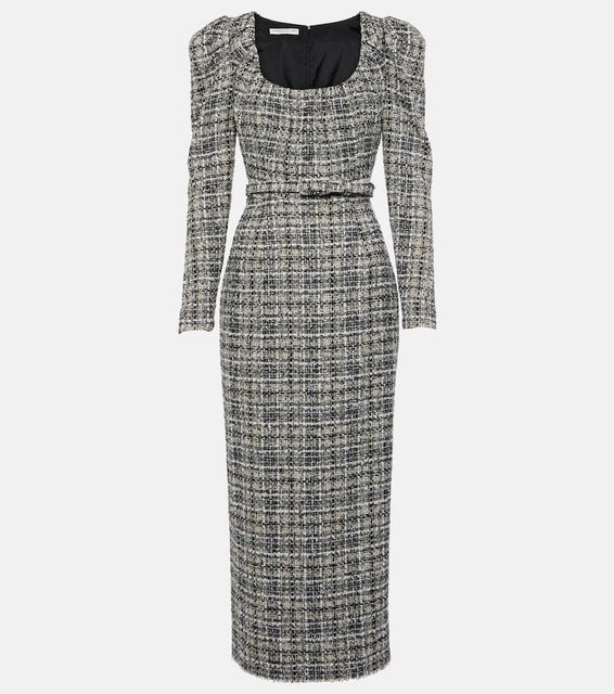 Alessandra Rich Belted Lurex√Ç¬Æ tweed midi dress