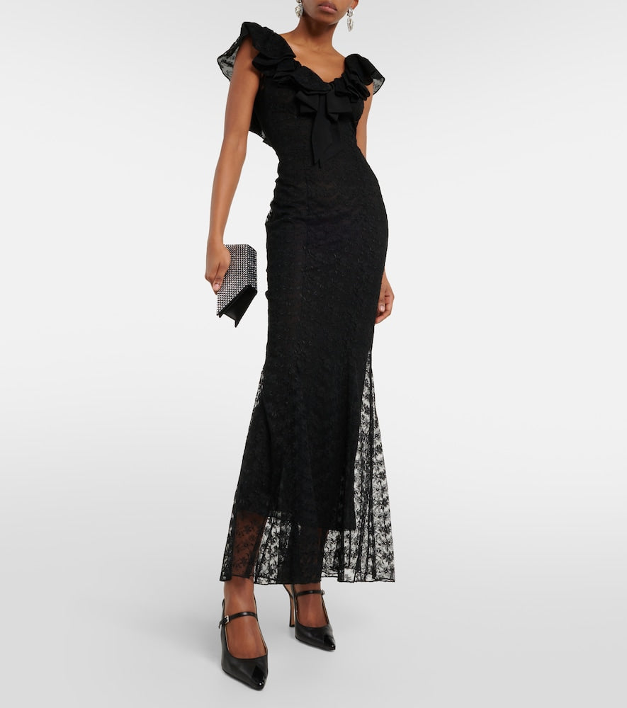 Alessandra Rich Bow-detail lace gown