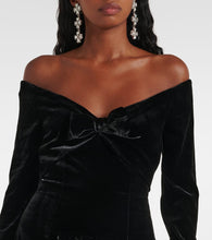 Alessandra Rich Bow-detail off-shoulder velvet gown