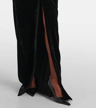 Alessandra Rich Bow-detail off-shoulder velvet gown