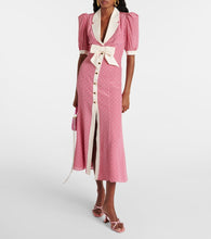 Alessandra Rich Bow-detail polka-dot silk maxi dress