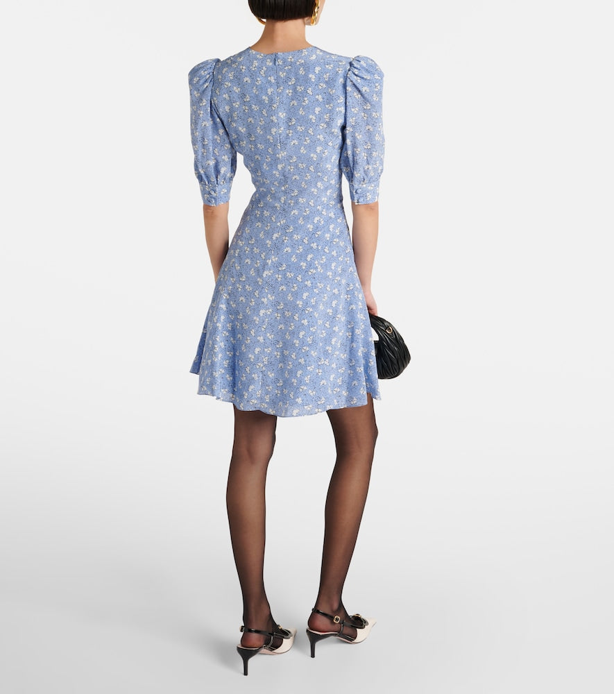 Alessandra Rich Bow-detail printed silk minidress
