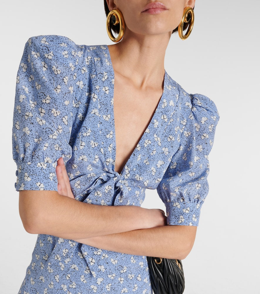Alessandra Rich Bow-detail printed silk minidress