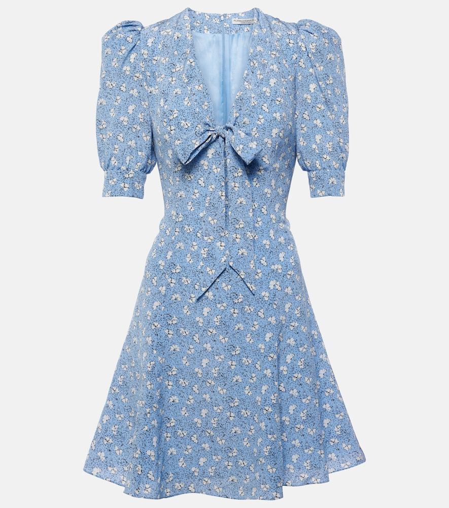 Alessandra Rich Bow-detail printed silk minidress. Alessandra Rich 蝴蝶结印花真丝迷你连衣裙