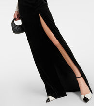 Alessandra Rich Bow-detail satin and velvet maxi dress